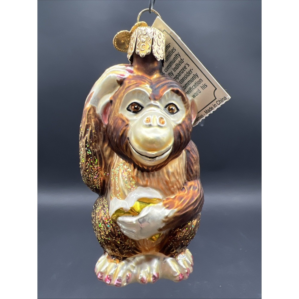 2003 CHIMPANZEE - OLD WORLD CHRISTMAS BLOWN GLASS ORNAMENT W/TAG 12112